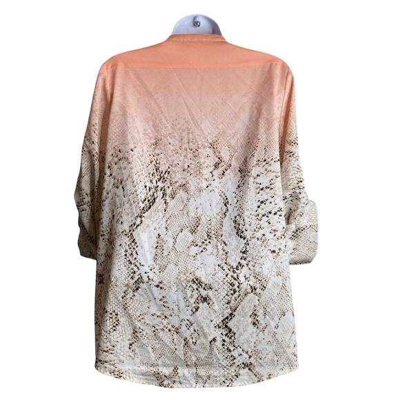 Calvin Klein Women's Ombre Snakeskin Button Up Blouse Size M‎ Lagenlook Career - Picture 2 of 13